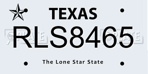 RLS8465 Texas License Plate