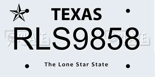 RLS9858 Texas License Plate