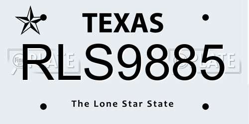 RLS9885 Texas License Plate