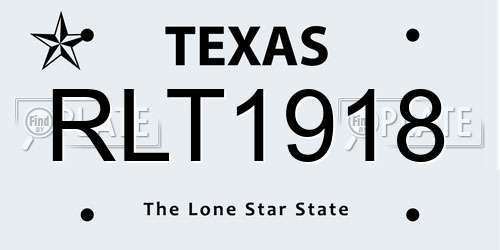RLT1918 Texas License Plate