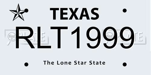 RLT1999 Texas License Plate