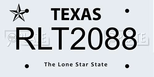 RLT2088 Texas License Plate