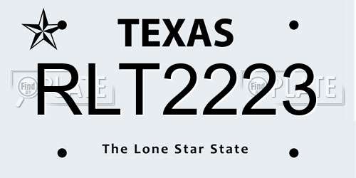 RLT2223 Texas License Plate