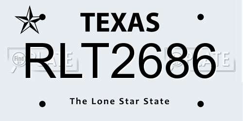 RLT2686 Texas License Plate
