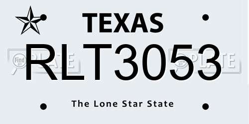 RLT3053 Texas License Plate