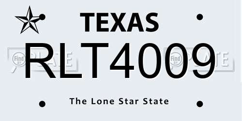 RLT4009 Texas License Plate