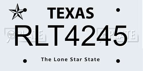 RLT4245 Texas License Plate