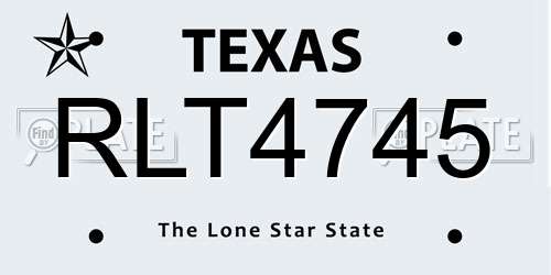 RLT4745 Texas License Plate