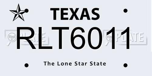 RLT6011 Texas License Plate