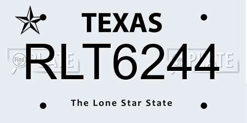 RLT6244 Texas License Plate