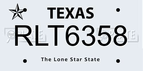 RLT6358 Texas License Plate