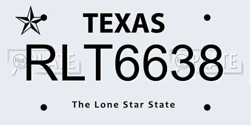 RLT6638 Texas License Plate