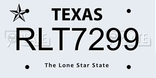 RLT7299 Texas License Plate