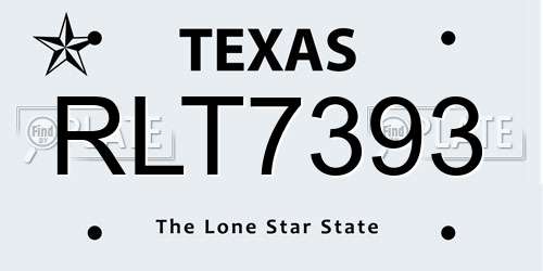 RLT7393 Texas License Plate
