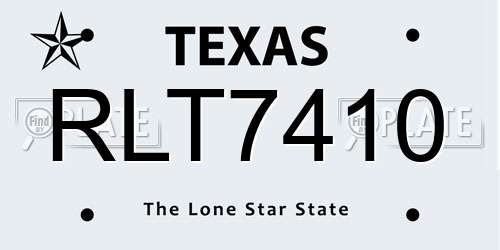 RLT7410 Texas License Plate