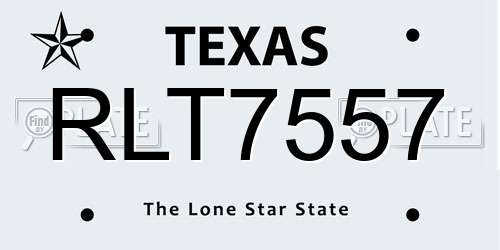 RLT7557 Texas License Plate