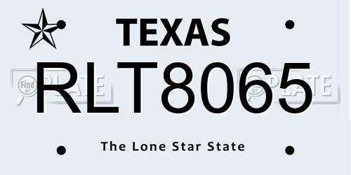 RLT8065 Texas License Plate
