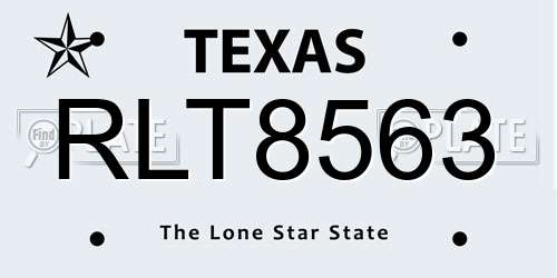 RLT8563 Texas License Plate