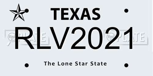 RLV2021 Texas License Plate