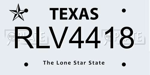 RLV4418 Texas License Plate