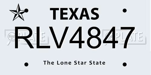 RLV4847 Texas License Plate