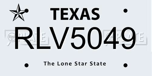 RLV5049 Texas License Plate