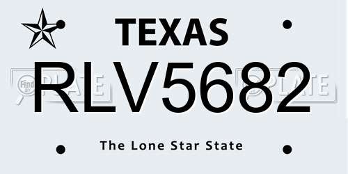 RLV5682 Texas License Plate