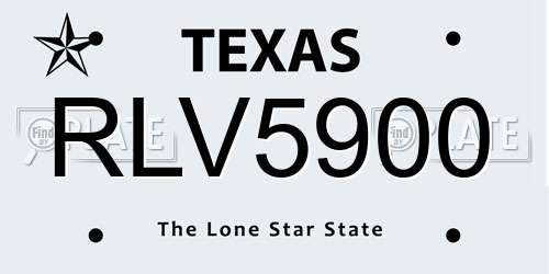 RLV5900 Texas License Plate