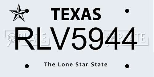 RLV5944 Texas License Plate