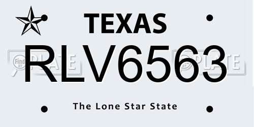RLV6563 Texas License Plate