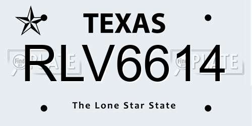 RLV6614 Texas License Plate
