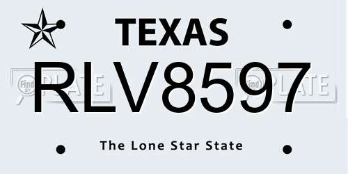 RLV8597 Texas License Plate
