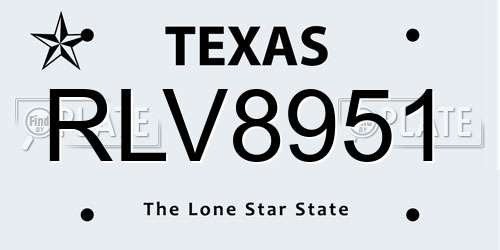RLV8951 Texas License Plate
