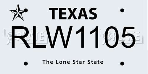 RLW1105 Texas License Plate