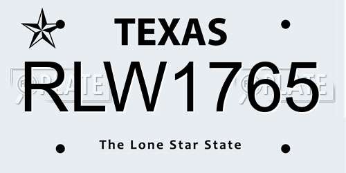 RLW1765 Texas License Plate