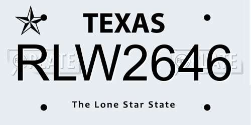 RLW2646 Texas License Plate