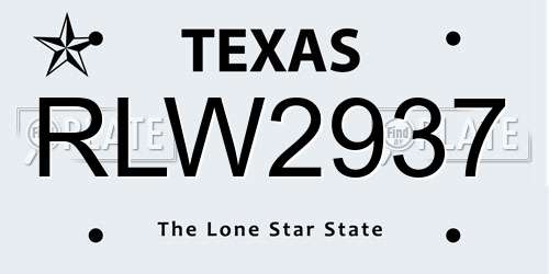 RLW2937 Texas License Plate
