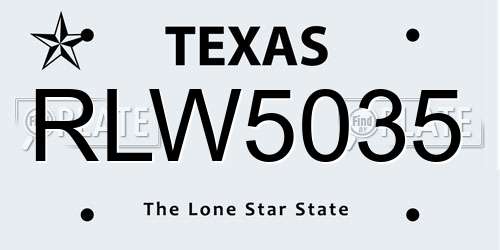 RLW5035 Texas License Plate