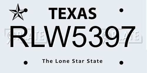 RLW5397 Texas License Plate