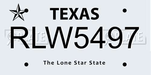 RLW5497 Texas License Plate