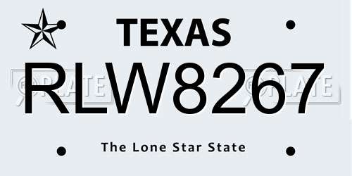 RLW8267 Texas License Plate