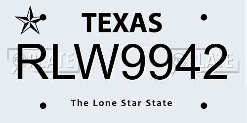 RLW9942 Texas License Plate