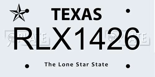 RLX1426 Texas License Plate