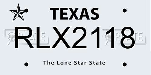 RLX2118 Texas License Plate