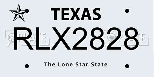 RLX2828 Texas License Plate