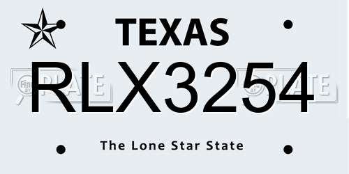 RLX3254 Texas License Plate