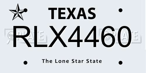 RLX4460 Texas License Plate