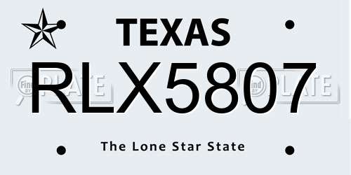 RLX5807 Texas License Plate