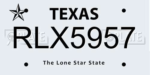RLX5957 Texas License Plate