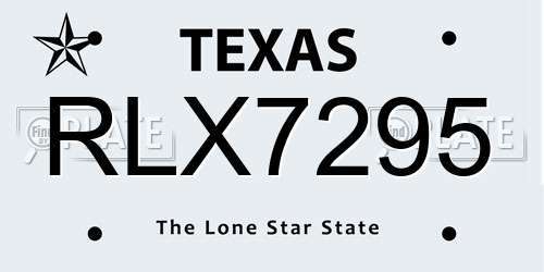 RLX7295 Texas License Plate